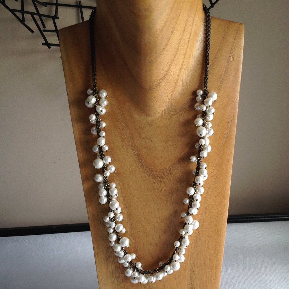 J Crew Pearl Strand Charm Long Necklace - 26"